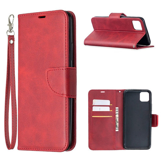 PU Leather Wallet Stand Phone Case for Realme C11 - Red