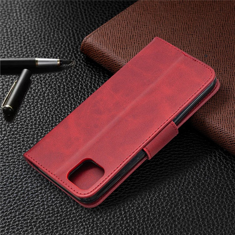 PU Leather Wallet Stand Phone Case for Realme C11 - Red