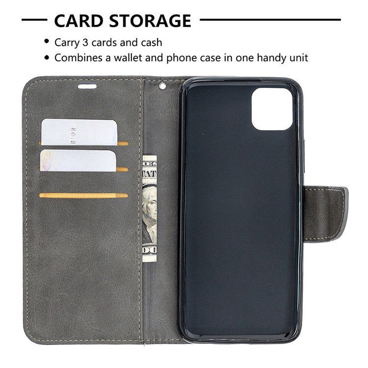 PU Leather Wallet Stand Phone Case for Realme C11 - Grey