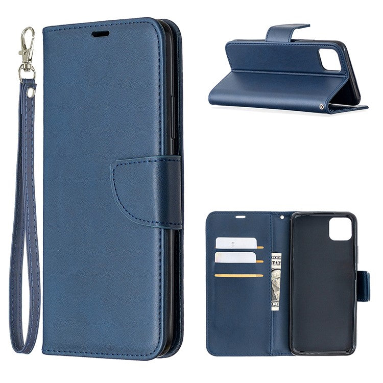 PU Leather Wallet Stand Phone Case for Realme C11 - Blue