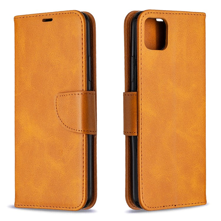 PU Leather Wallet Stand Phone Case for Realme C11 - Light Brown
