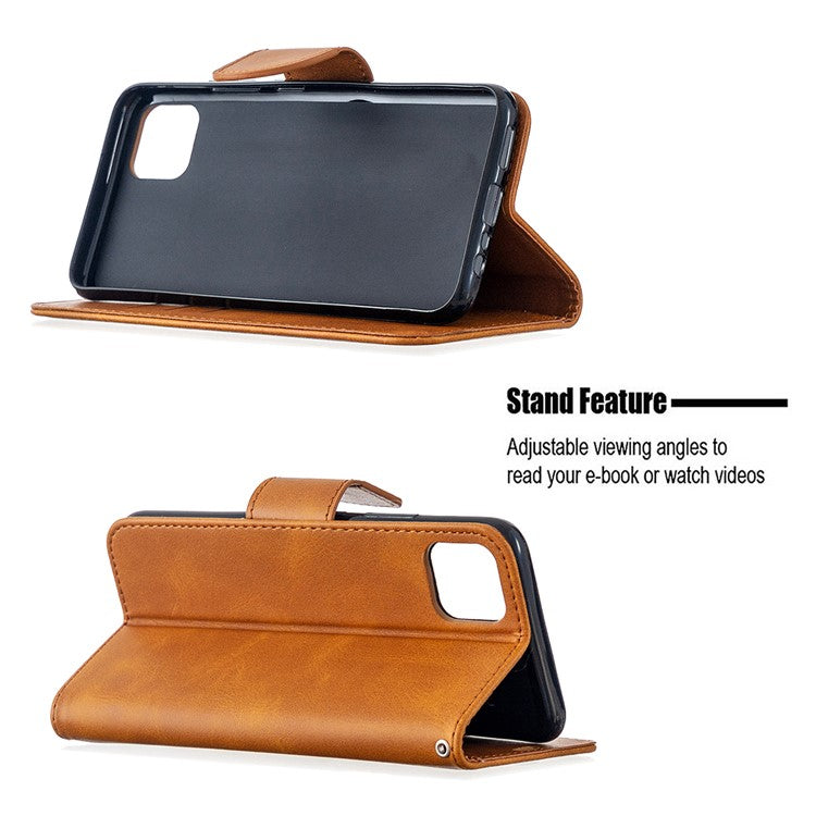 PU Leather Wallet Stand Phone Case for Realme C11 - Light Brown