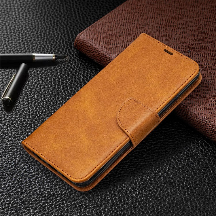 PU Leather Wallet Stand Phone Case for Realme C11 - Light Brown