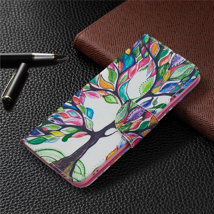 Pattern Printing Leather Wallet Protective Case for Oppo Find X2 Lite - Tree