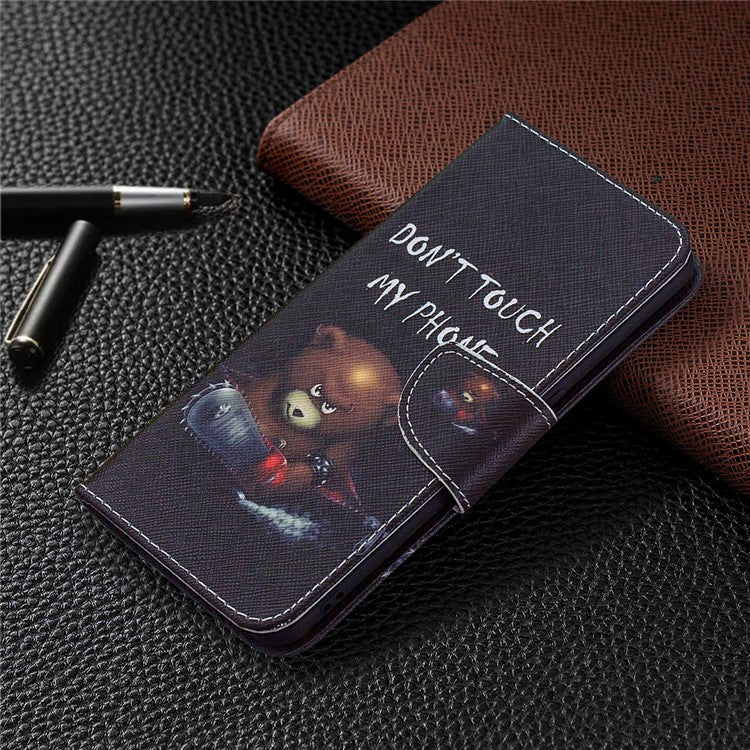 Pattern Printing Leather Wallet Protective Case for Oppo Find X2 Lite - Bear