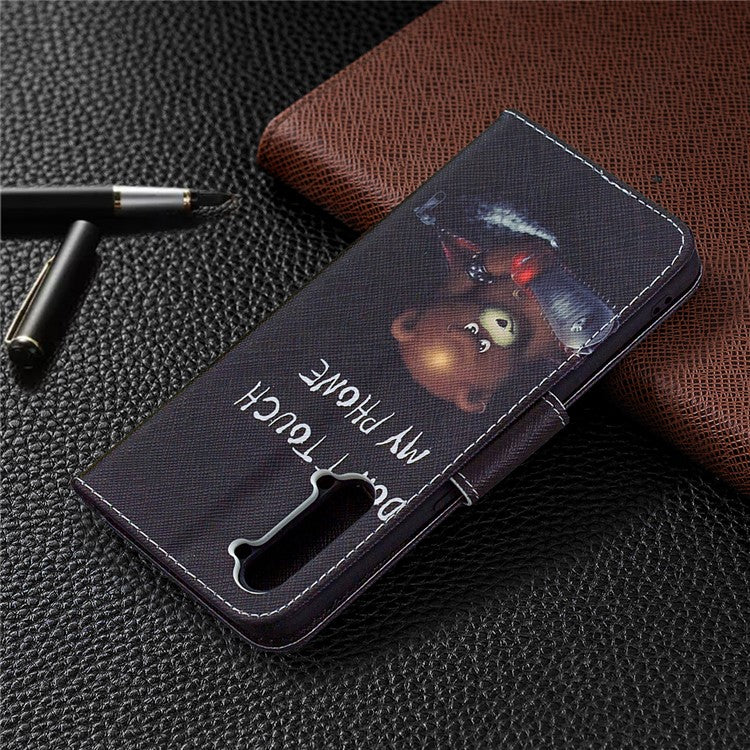 Pattern Printing Leather Wallet Protective Case for Oppo Find X2 Lite - Bear