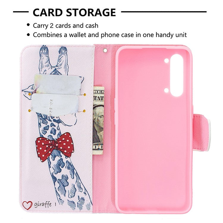 Pattern Printing Leather Wallet Protective Case for Oppo Find X2 Lite - Giraffe