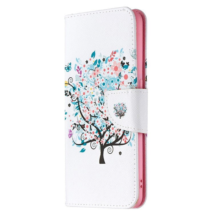 Pattern Printing Leather Wallet Protective Case for Oppo Find X2 Lite - Colorized Tree