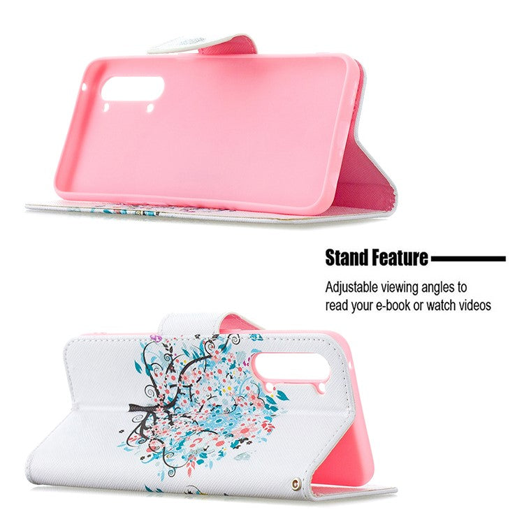 Pattern Printing Leather Wallet Protective Case for Oppo Find X2 Lite - Colorized Tree