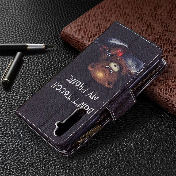 BF03 Pattern Printing Zipper Wallet Leather Phone Case for Realme 6 - Bear