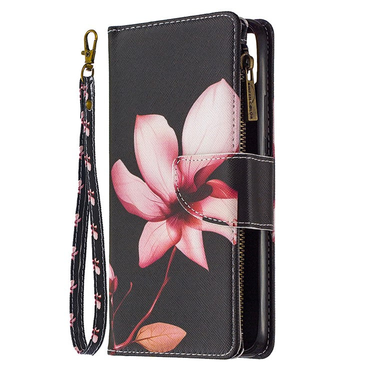 BF03 Pattern Printing Zipper Wallet Leather Phone Case for Realme C11 - Flower