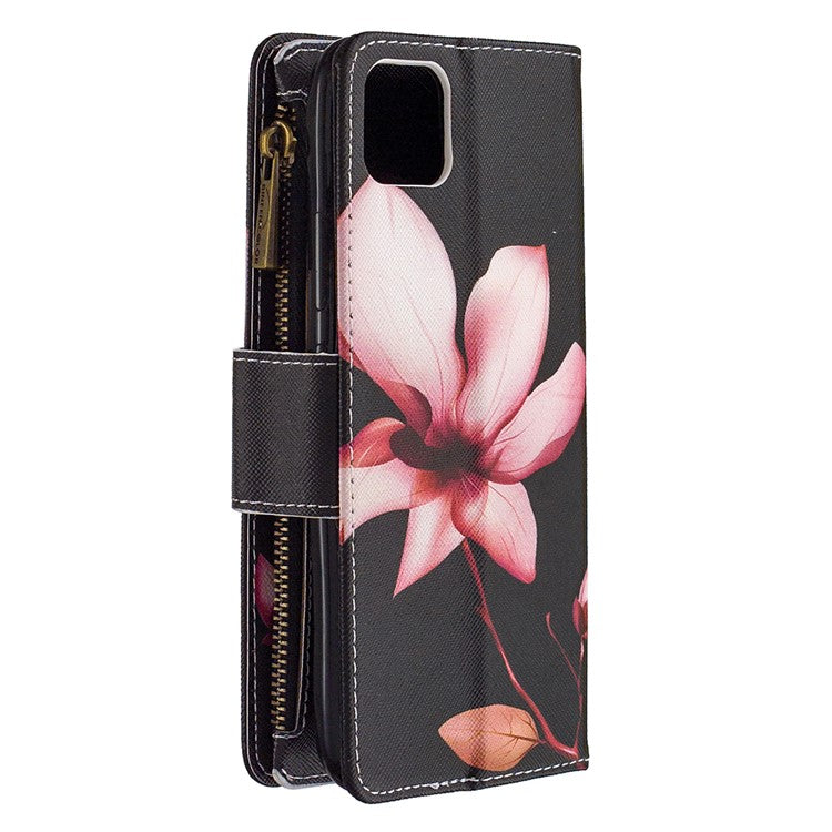 BF03 Pattern Printing Zipper Wallet Leather Phone Case for Realme C11 - Flower