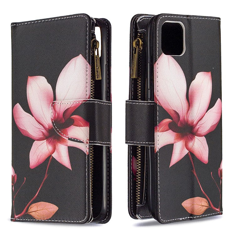 BF03 Pattern Printing Zipper Wallet Leather Phone Case for Realme C11 - Flower