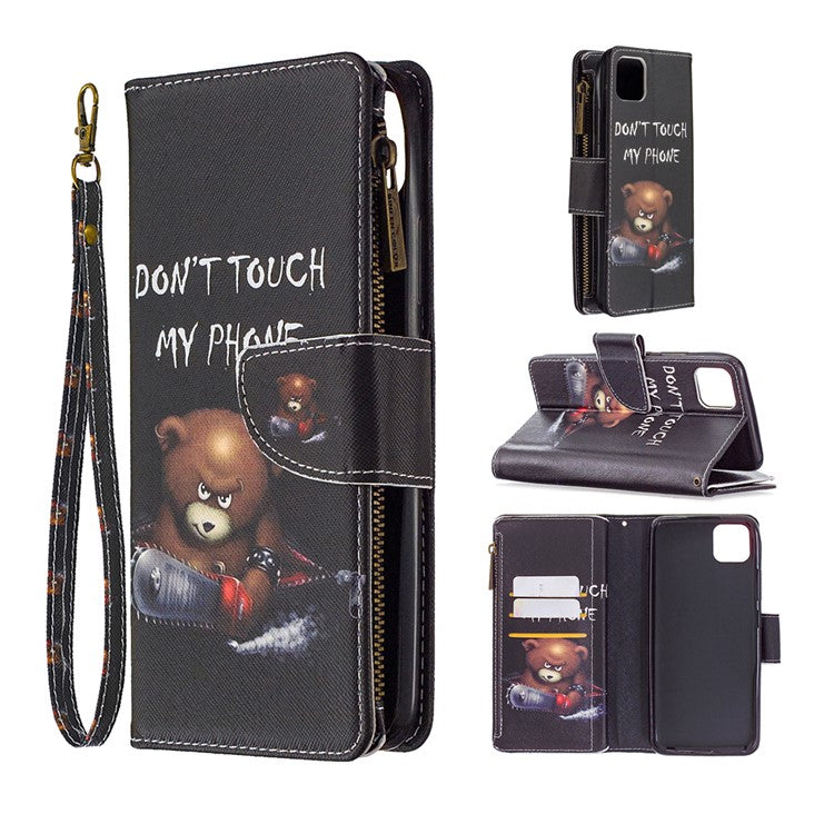 BF03 Pattern Printing Zipper Wallet Leather Phone Case for Realme C11 - Fierce Bear
