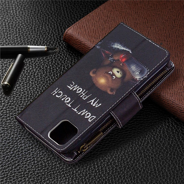 BF03 Pattern Printing Zipper Wallet Leather Phone Case for Realme C11 - Fierce Bear