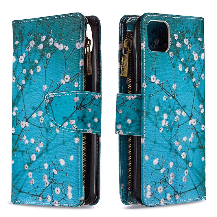 BF03 Pattern Printing Zipper Wallet Leather Phone Case for Realme C11 - Plum Blossom