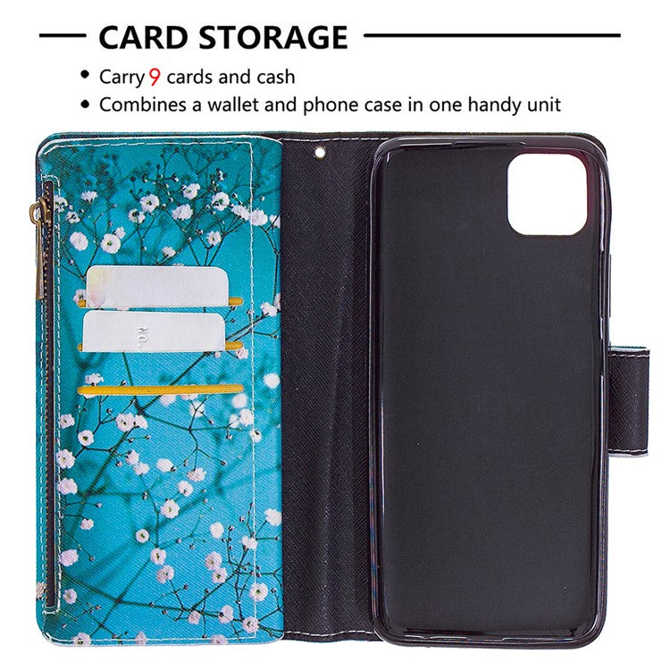 BF03 Pattern Printing Zipper Wallet Leather Phone Case for Realme C11 - Plum Blossom