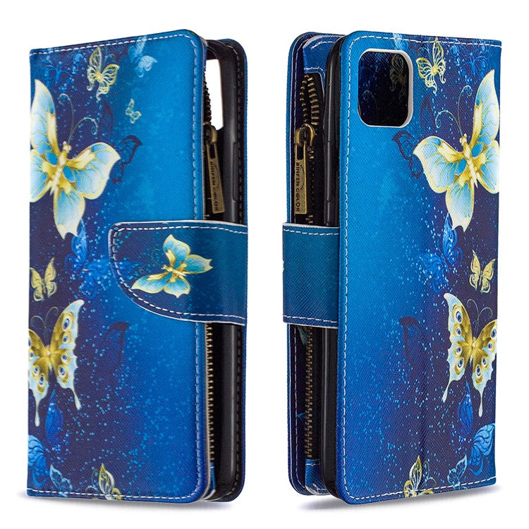 BF03 Pattern Printing Zipper Wallet Leather Phone Case for Realme C11 - Beautiful Butterfly