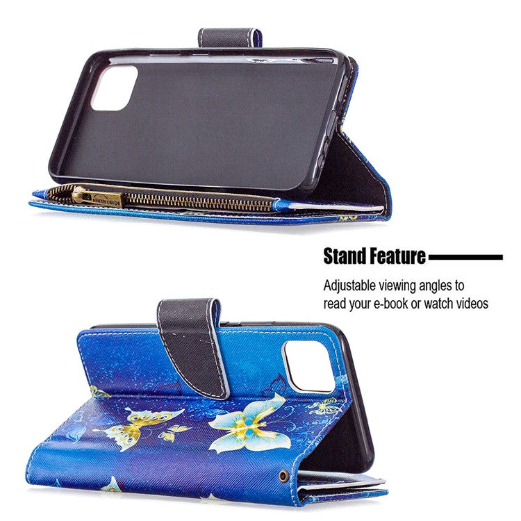 BF03 Pattern Printing Zipper Wallet Leather Phone Case for Realme C11 - Beautiful Butterfly