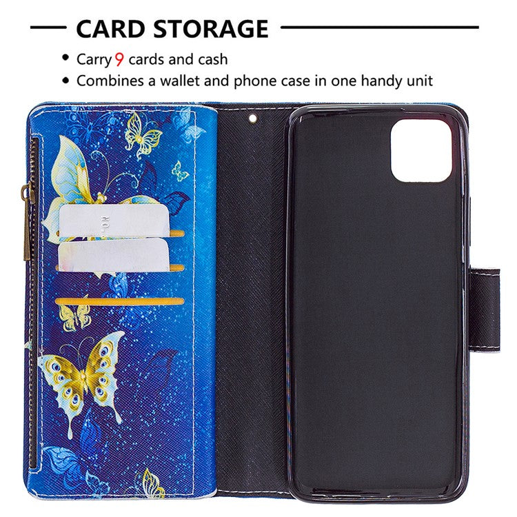 BF03 Pattern Printing Zipper Wallet Leather Phone Case for Realme C11 - Beautiful Butterfly