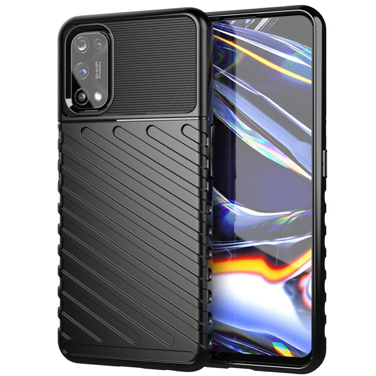 Thunder Series Twill Texture Soft TPU Case Mobile Shell for Realme 7 Pro - Black