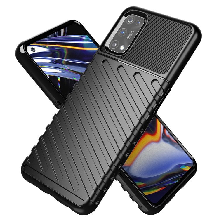 Thunder Series Twill Texture Soft TPU Case Mobile Shell for Realme 7 Pro - Black