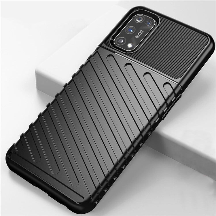 Thunder Series Twill Texture Soft TPU Case Mobile Shell for Realme 7 Pro - Black