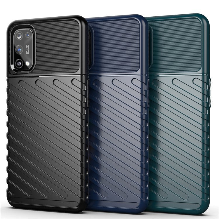 Thunder Series Twill Texture Soft TPU Case Mobile Shell for Realme 7 Pro - Black