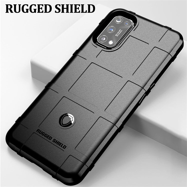 Anti-shock Square Grid Texture Thicken TPU Case for OPPO Realme 7 Pro - Black