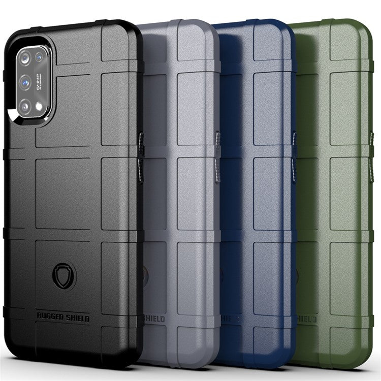 Anti-shock Square Grid Texture Thicken TPU Case for OPPO Realme 7 Pro - Black