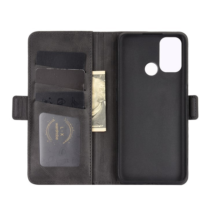 Magnetic Double Clasp Leather Wallet Stand Cover for OPPO A53 (2020) - Black