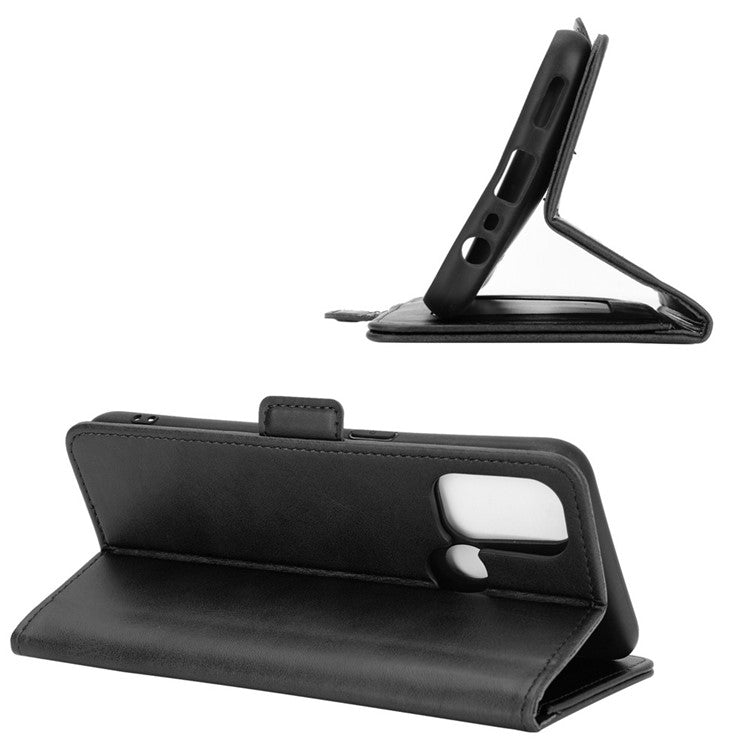 Magnetic Double Clasp Leather Wallet Stand Cover for OPPO A53 (2020) - Black