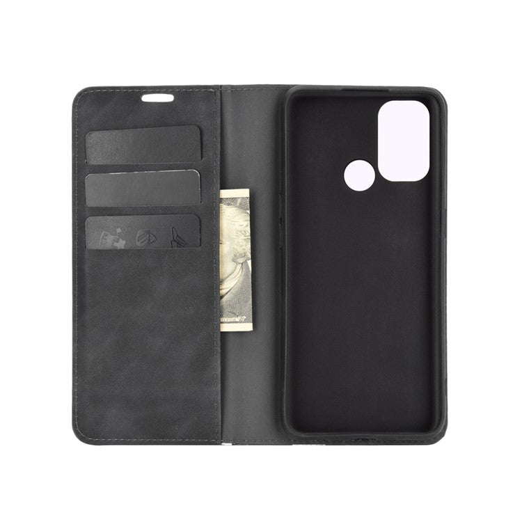 Silky Touch Leather Stand Shell Case for OPPO A53(2020) - Black