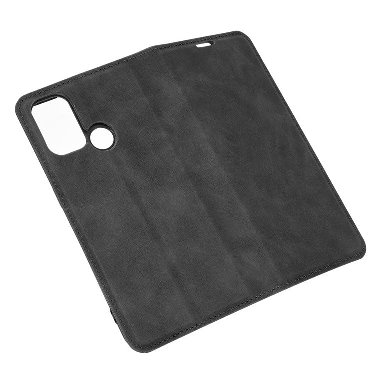 Silky Touch Leather Stand Shell Case for OPPO A53(2020) - Black