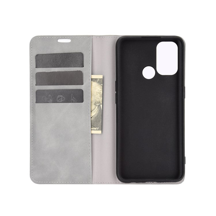 Silky Touch Leather Stand Shell Case for OPPO A53(2020) - Grey
