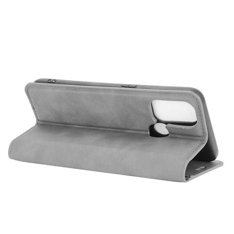 Silky Touch Leather Stand Shell Case for OPPO A53(2020) - Grey