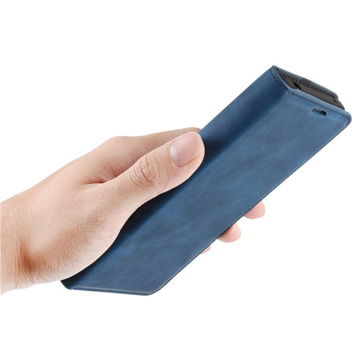 Silky Touch Leather Stand Shell Case for OPPO A53(2020) - Blue