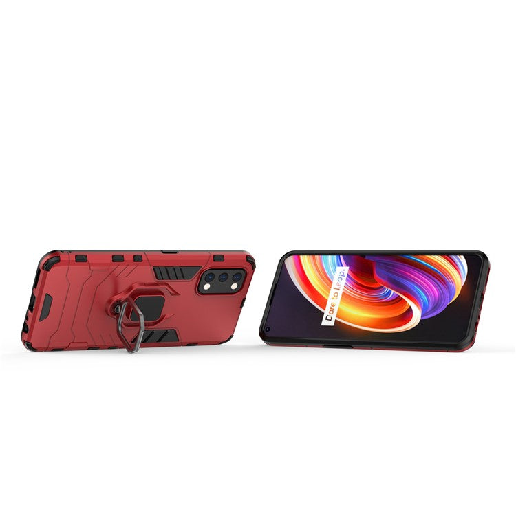 Ring-Shape Kickstand PC + TPU Phone Case for OPPO Realme 7 Pro - Red