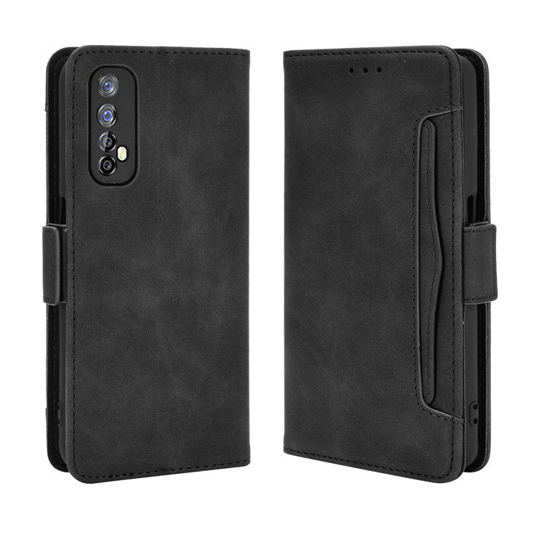 Wallet Stand Leather Case with Multiple Card Slots for Realme 7 / Realme Narzo 20 Pro - Black