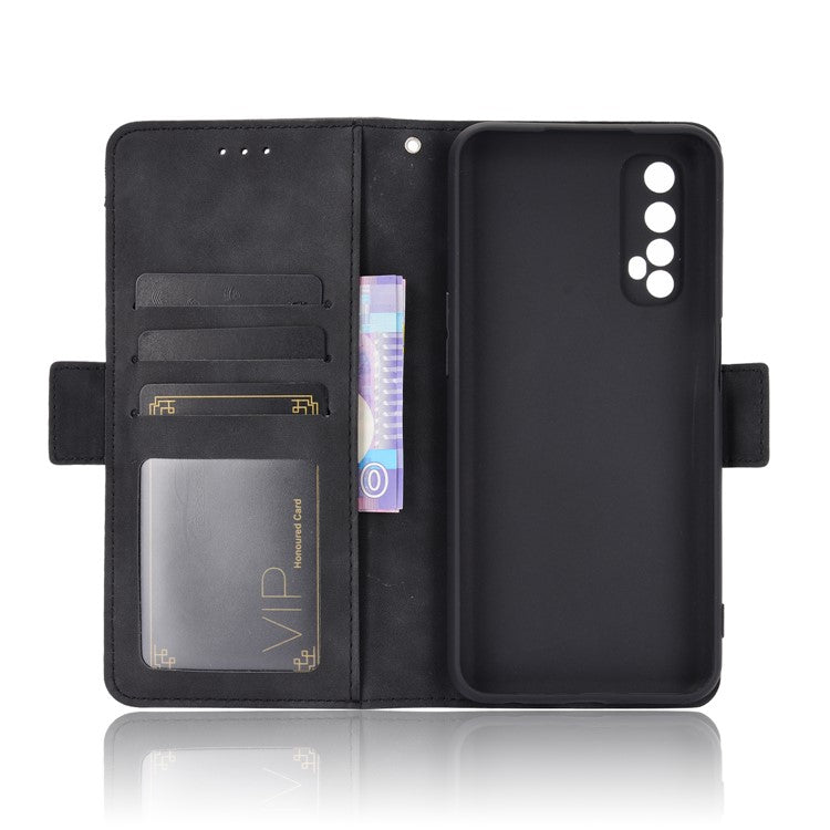 Wallet Stand Leather Case with Multiple Card Slots for Realme 7 / Realme Narzo 20 Pro - Black