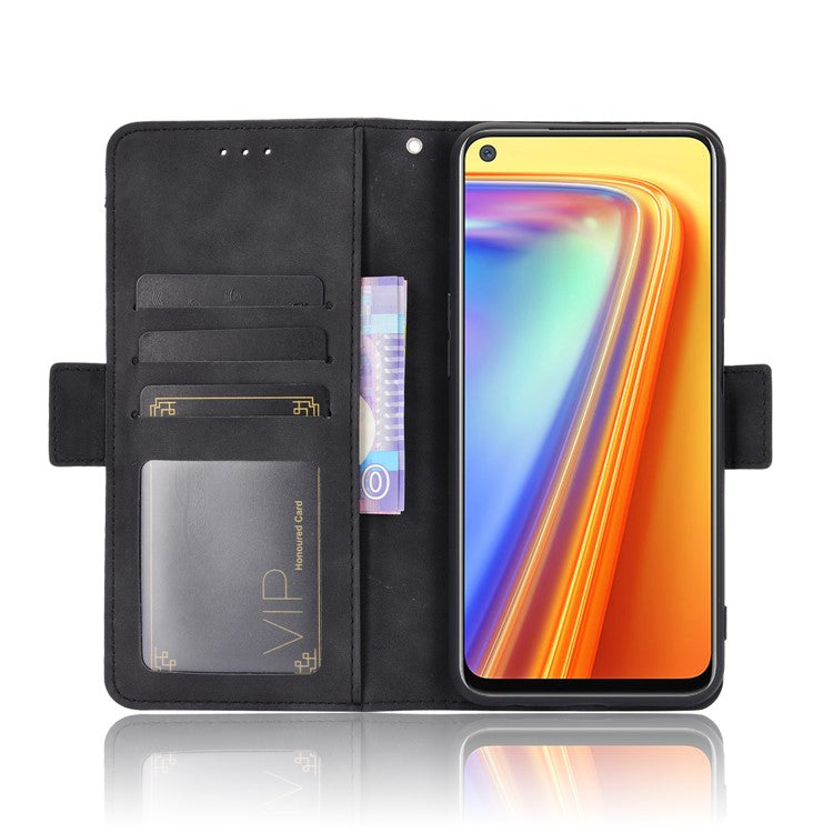 Wallet Stand Leather Case with Multiple Card Slots for Realme 7 / Realme Narzo 20 Pro - Black