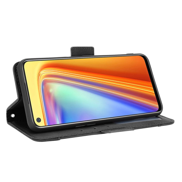 Wallet Stand Leather Case with Multiple Card Slots for Realme 7 / Realme Narzo 20 Pro - Black