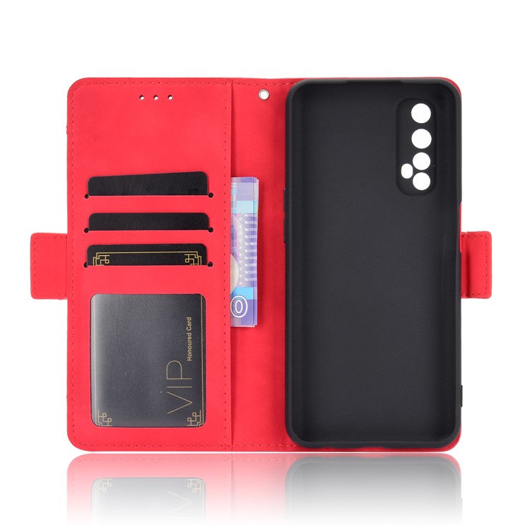 Wallet Stand Leather Case with Multiple Card Slots for Realme 7 / Realme Narzo 20 Pro - Red