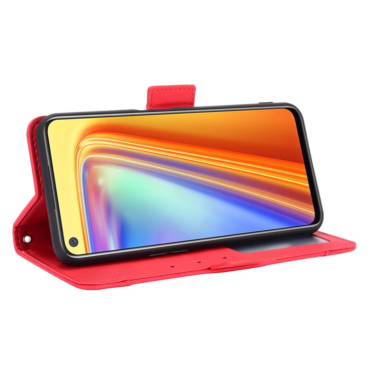 Wallet Stand Leather Case with Multiple Card Slots for Realme 7 / Realme Narzo 20 Pro - Red