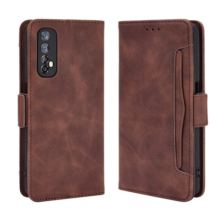 Wallet Stand Leather Case with Multiple Card Slots for Realme 7 / Realme Narzo 20 Pro - Brown