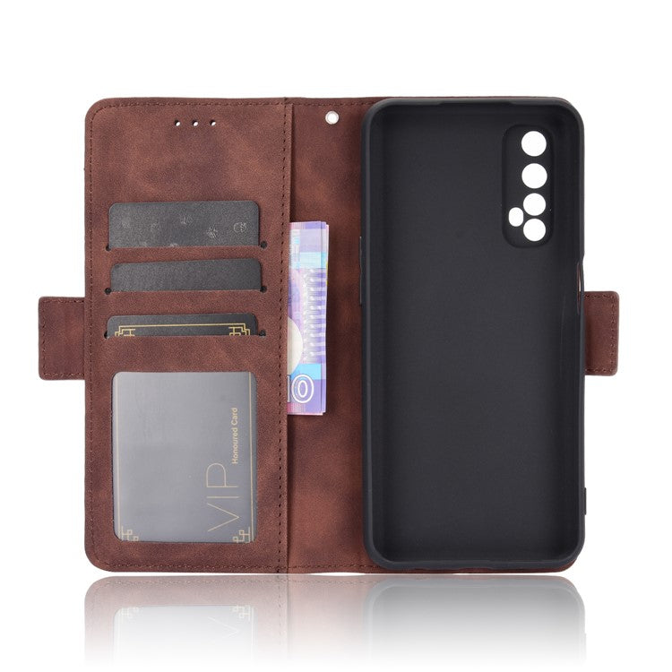 Wallet Stand Leather Case with Multiple Card Slots for Realme 7 / Realme Narzo 20 Pro - Brown