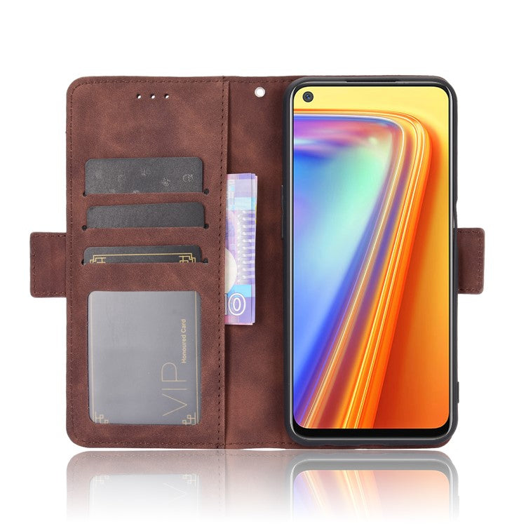 Wallet Stand Leather Case with Multiple Card Slots for Realme 7 / Realme Narzo 20 Pro - Brown