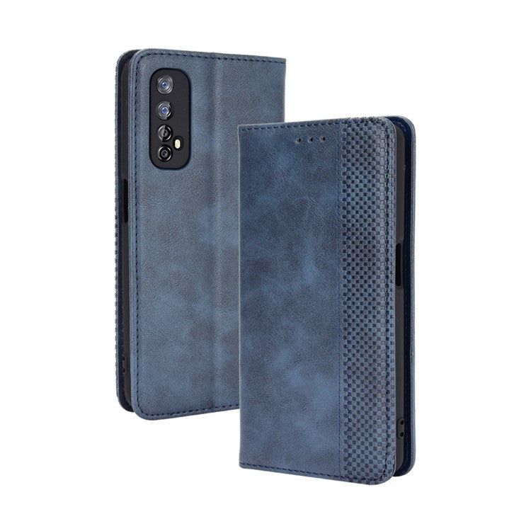 Vintage Style Magnetic PU Leather Stand Wallet Mobile Shell for Realme 7 / Realme Narzo 20 Pro - Blue