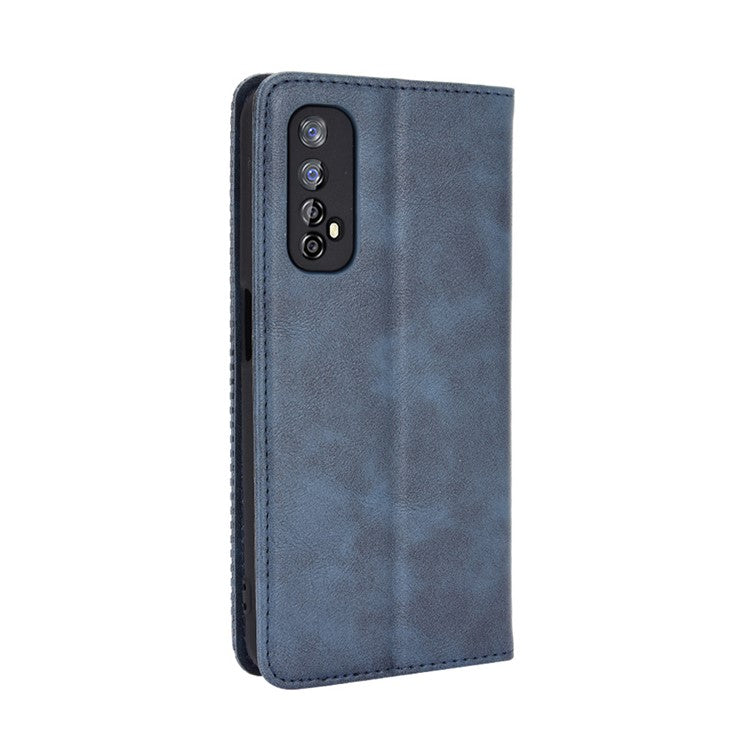 Vintage Style Magnetic PU Leather Stand Wallet Mobile Shell for Realme 7 / Realme Narzo 20 Pro - Blue