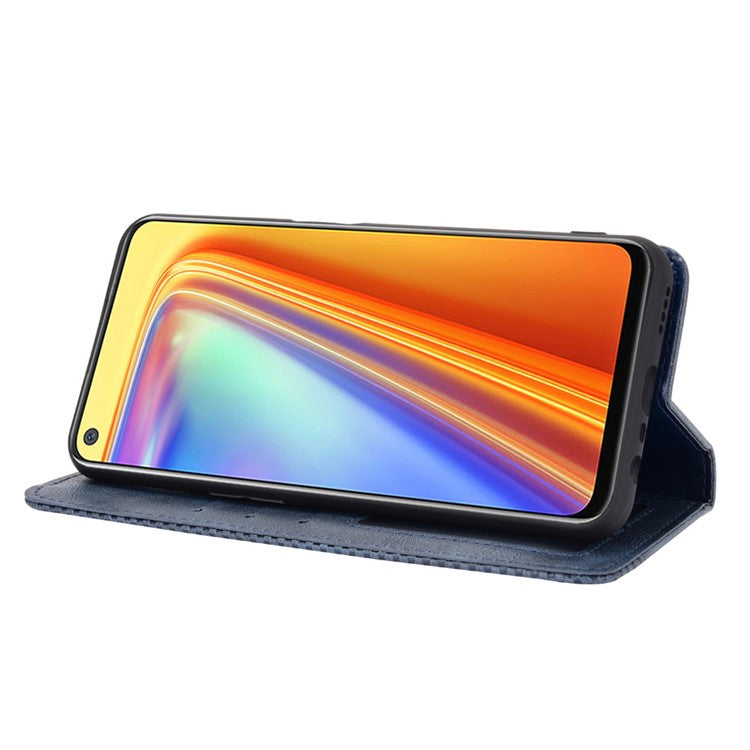 Vintage Style Magnetic PU Leather Stand Wallet Mobile Shell for Realme 7 / Realme Narzo 20 Pro - Blue